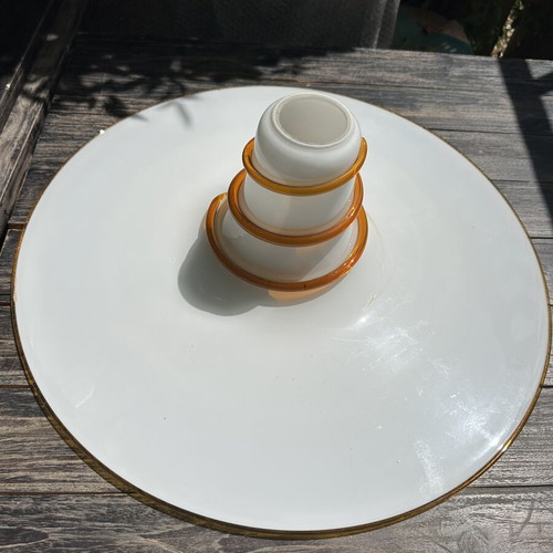 Vintage Murano UFO Pendant Light 63cm Opaline Glass