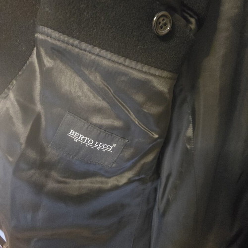 Berto Lucci Black Wool Winter Coat XXL like new