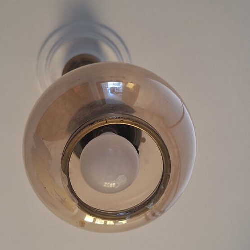 Vintage ceiling light with smoked glass sphere 20 cm used