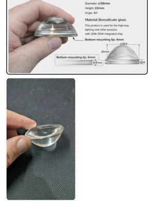 Glass LED COB Lens GT-38-10 New Borosilicate 38mm Dome