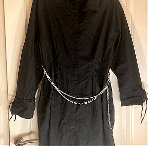 H&M plus size φόρεμα σεμιζιέ με ζωνη μαύρο