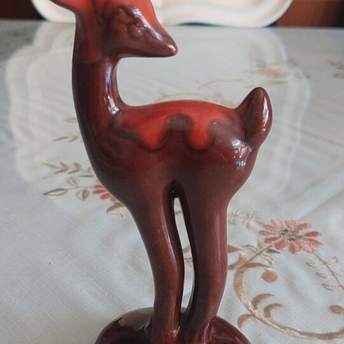 Decorative red clay figurine from 1950s-60s, like new, from Canada