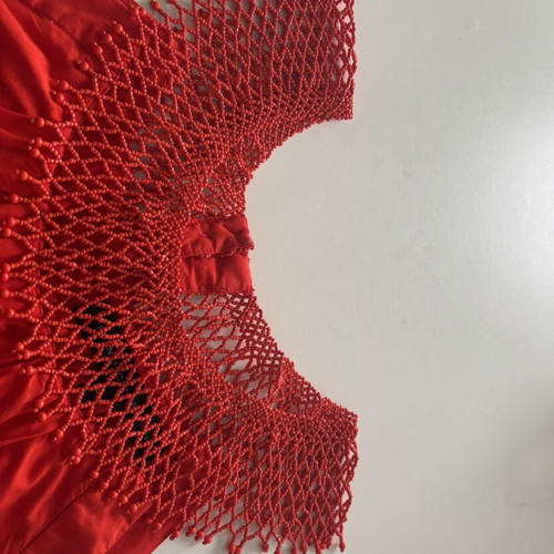 French Connection coral red dress with unique neckline, size M