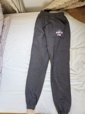White Fox Grey and Pink Tracksuit Bottoms Size XXS New
