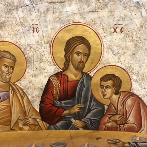 Fresco painting used, Last Supper by A Sevastos 93x58 cm