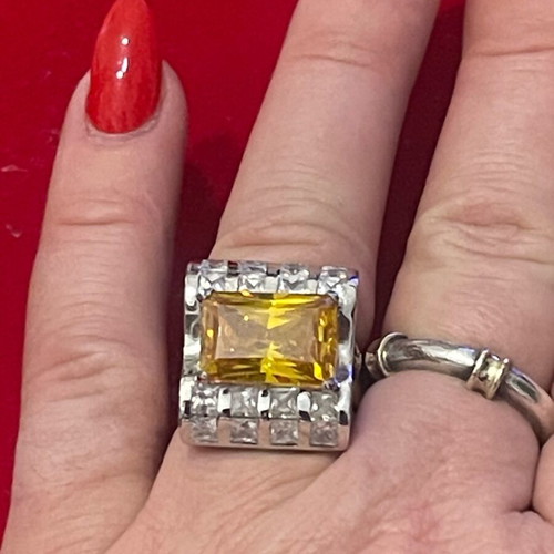 Silver 925 ring with citrine used, size 53