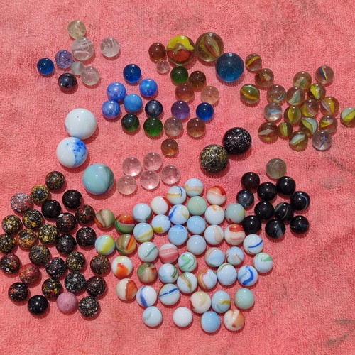 Glass marbles vintage 70s 80s used, good condition