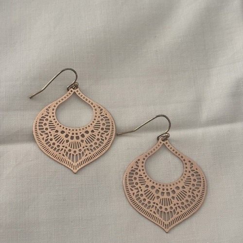 Boho rose gold drop earrings used