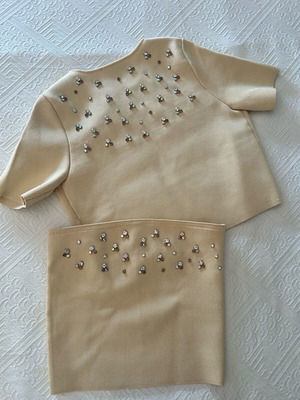 Zara σετ πλεκτό με κεντημένες πέτρες σαν καινούργιο, μπεζ