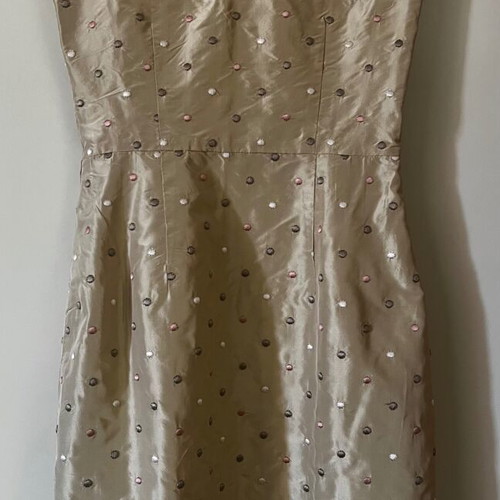 Dress like new with Tsantilis fabric, beige with embroidered polka dots