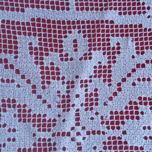 Oval filet lace doily handmade vintage 1950s from Tinos