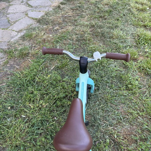 Children's balance bike like new, adjustable height, mint/turquoise