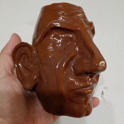Handmade carved glazed clay cocktail glass