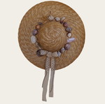 Straw hat handmade with real shells
