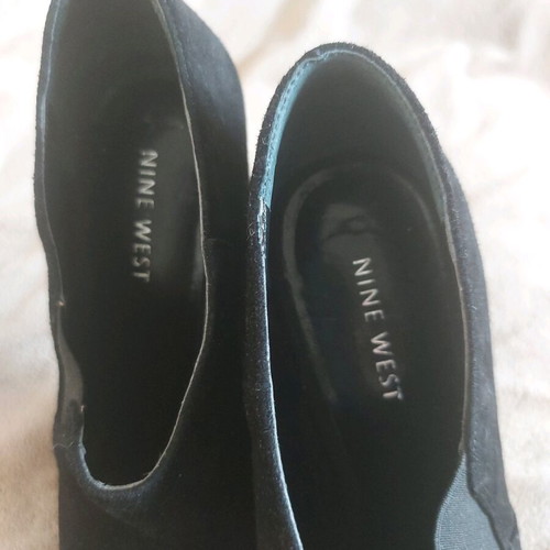 Nine West suede ankle boots 12cm heel size 6 1/2 like new, black