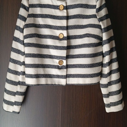 Women's striped jacket new, size M, white and blue