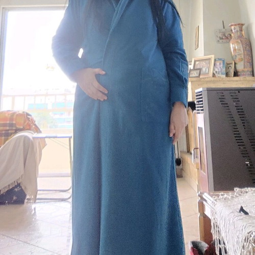 Robe with padded shoulders size medium like new, blue