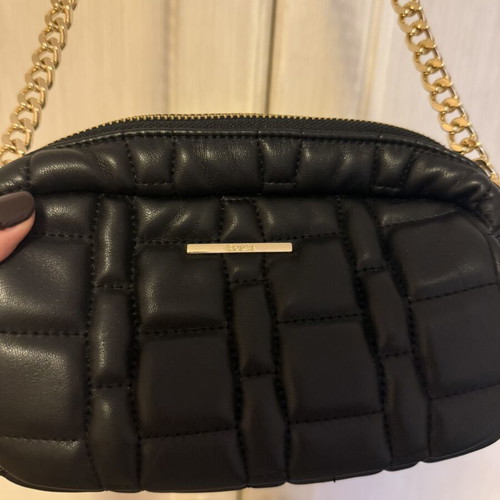 Women's black crossbody bag with gold chain