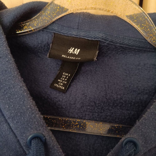 H&M blue unisex hoodie sweatshirt size Small used, relaxed fit, faded color