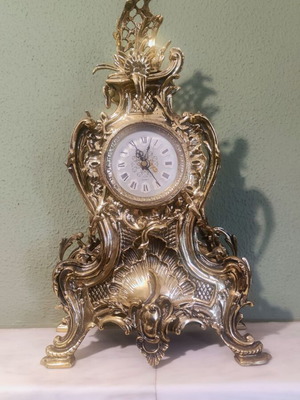 Μπρούτζινο μασιφ κλασικό ρολόι Λουί Κενζ σαν καινούργιο, επιτραπέζιο αναλογικό