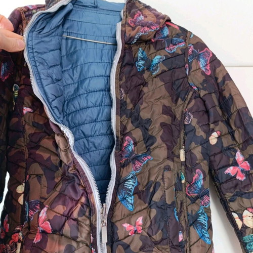 Women's double-faced spring jacket like new, blue multicolor, size S