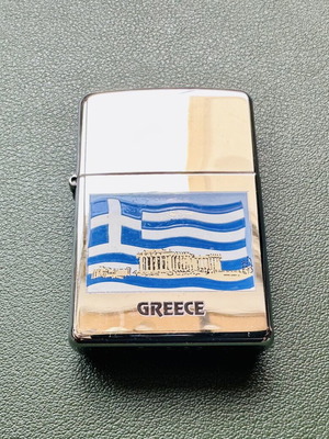 Zippo 2004 lighter used with Acropolis and Greek flag design