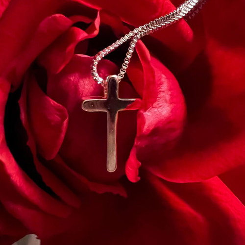 Silver small cross and chain new