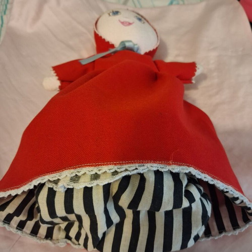 Cloth doll Little Red Riding Hood handmade, like new, 30cm