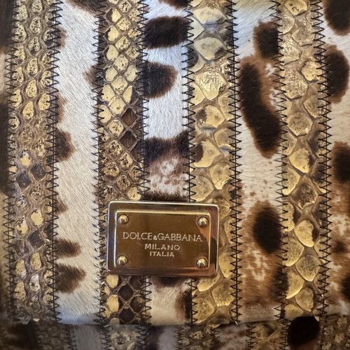 Dolce & Gabbana Animal Print Patchwork Leather Shoulder Bag