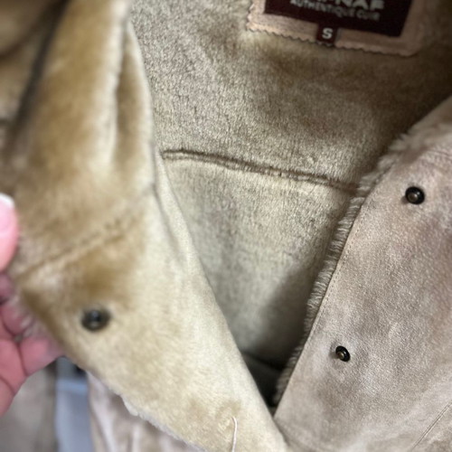 Naf Naf leather mouton coat used, size S, beige