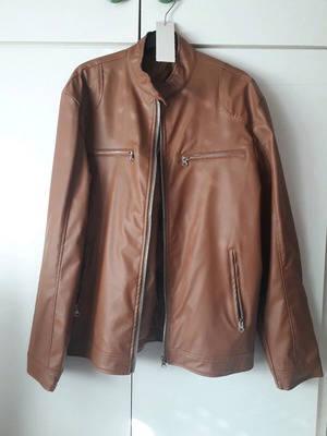 Brown leather jacket new, lined, size S/M