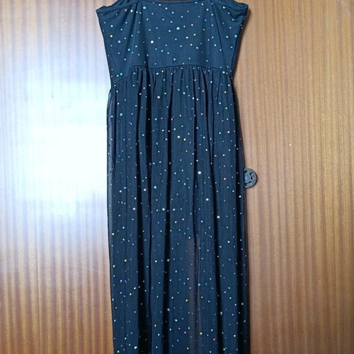 Shein black dress new, tulle straps with rhinestones