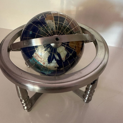 Decorative globe made of semi-precious stones like new