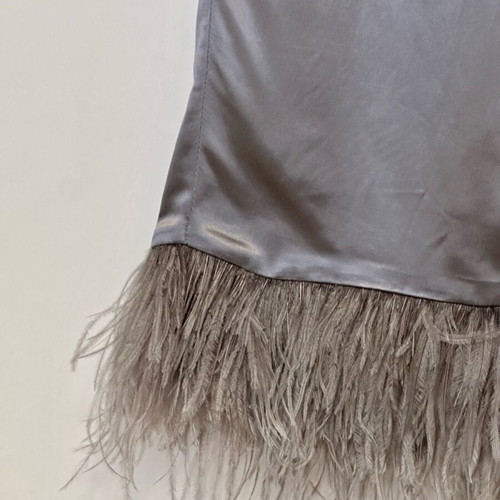 Zara gray satin pants with feathers new, size S