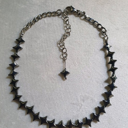 Gunmetal Hematite North Star Choker stainless steel handmade