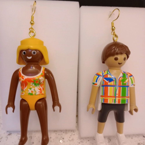 Playmobil earrings handmade, new