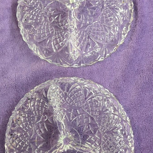 Crystal 3-Section Plates like new, set of 2 pieces