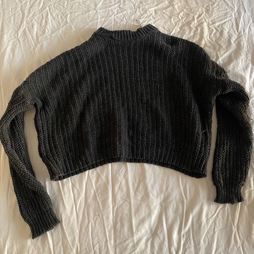 Dark slightly cropped sweater like new, one size
