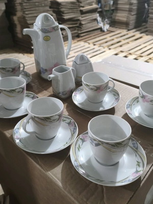 Vintage Vohenstrauss Bavaria porcelain tea set for 6 people new