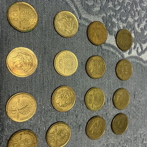 100 Drachma Coins Used, Pack of 15 with Alexander the Great and Vergina Sun
