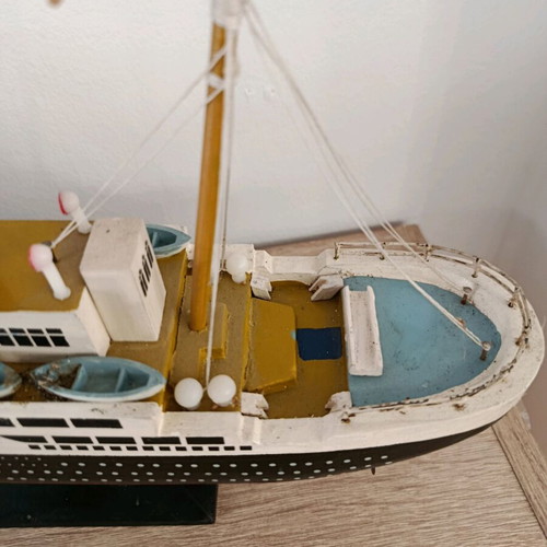 Large handmade wooden Titanic model used