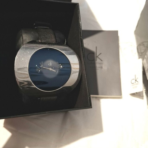 Calvin Klein watch used with boxes, authenticity cards and black leather bracelet