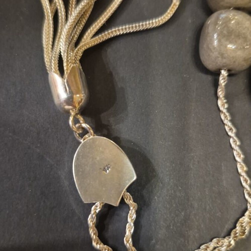 Komboloi with obsidian beads and silver elements new