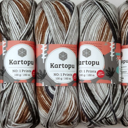 Kartopu No.1 Prints knitting yarn 5 strands, multicolor, pack of 5, new