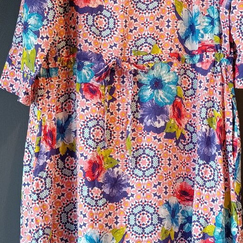Woman Within Plus Size Dress with Floral Geometric Pattern