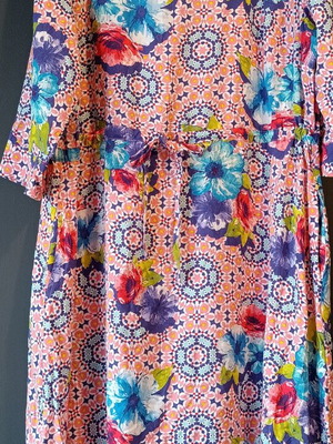 Woman Within Plus Size Dress with Floral Geometric Pattern