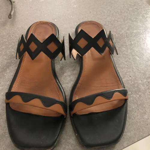 Di Gaia leather sandals used, black and brown, size 39