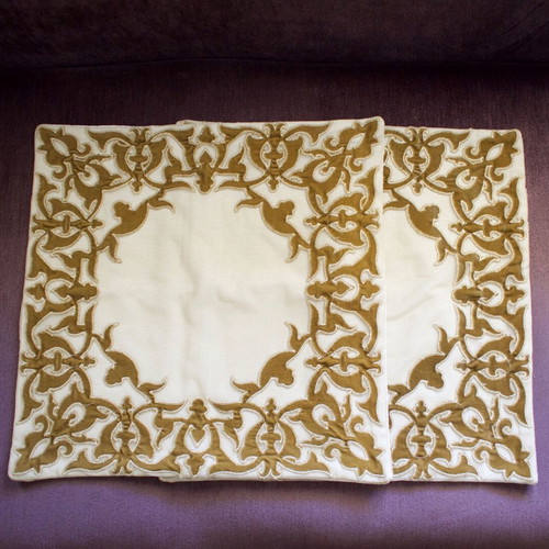 Pillow covers with velvet design, set of 2, like new
