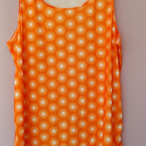 Sleeveless women's tank top new, plus size, orange with geometric pattern