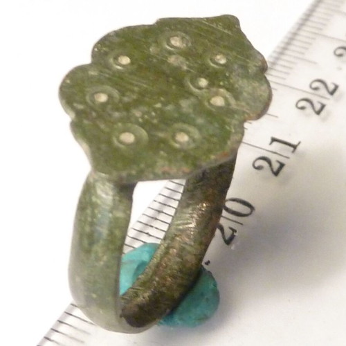 Old Revival bronze ring with decoration used